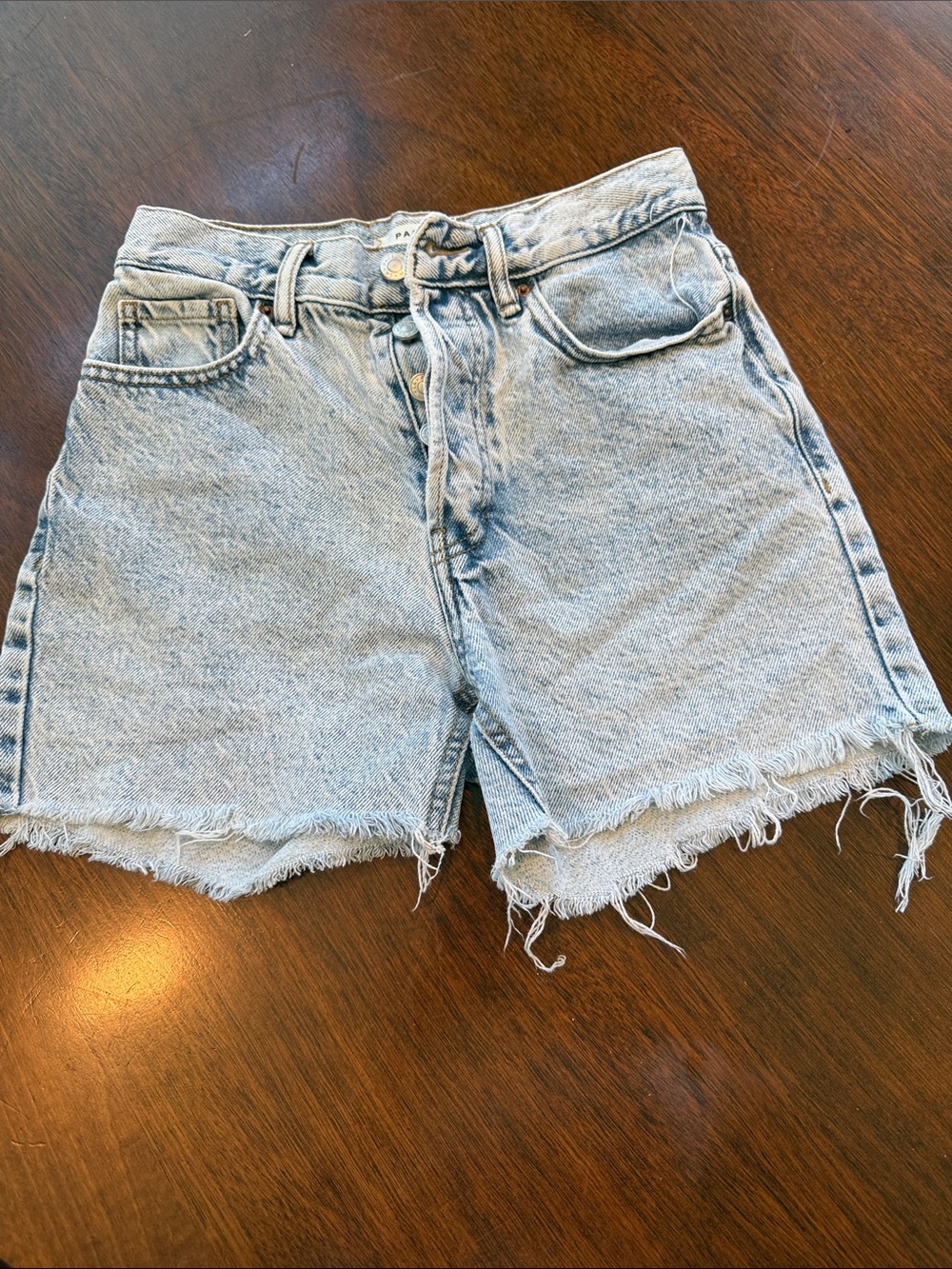 PacSun Light Blue High-Rise Frayed Denim Shorts